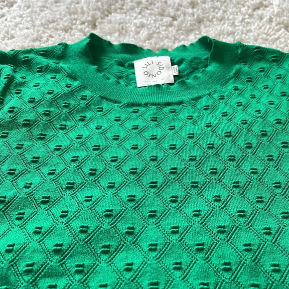 Green Short Sleeve Knit Sweater - Picture 2 of 6